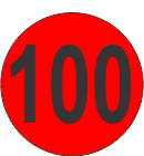 Number One Hundred (100) Fluorescent Circle or Square Labels